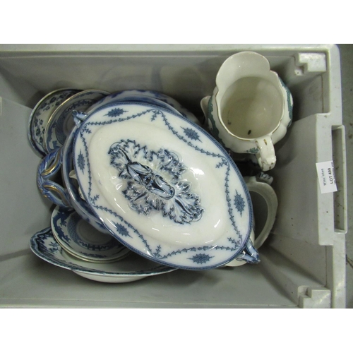 499 - A Box of Blue and White China by Booths etc.