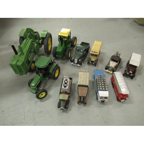 501 - A Box of Toy Tractors and Trucks