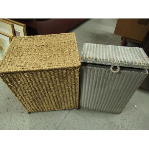 511 - A Wicker and Lloyd Loom Style Laundry Basket