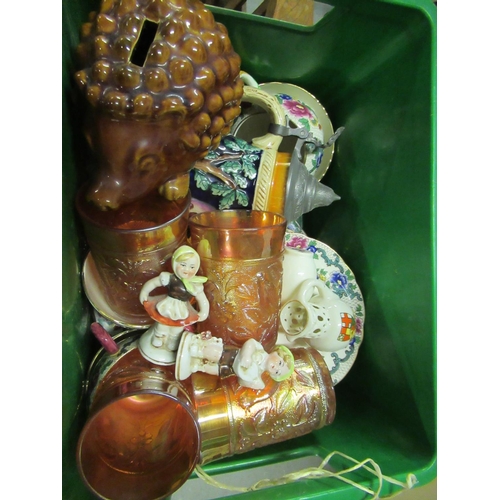 520 - A Box of Assorted Collectable China Including Beer Stein and Hedgehog Money Box