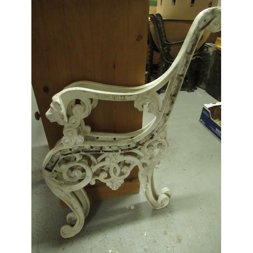 52a - A Pair of Metal Garden Bench Frame Ends with Lion Motif