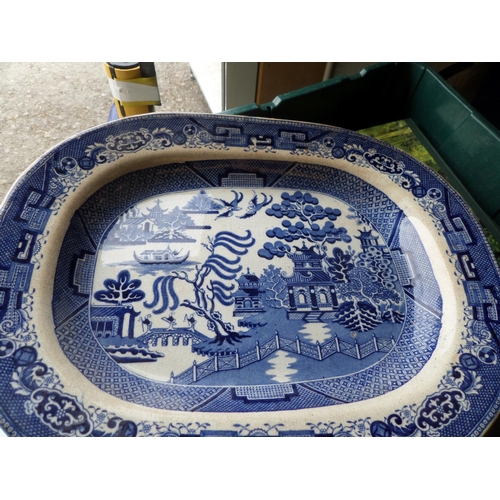 534 - Very Large Blue Meat Platter ( Possibly Spode)