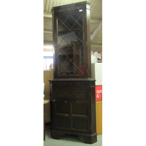 299 - Lead Glass Mahogany Corner Unit