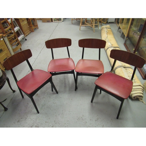 328 - Retro Set of 4 x Kitchen Chairs with Red Plastic Seats