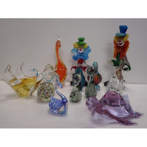 250 - A Selection of  Murano Clowns and Glass Animals