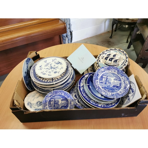 239 - A Collection of Blue and White Plates Including Spode