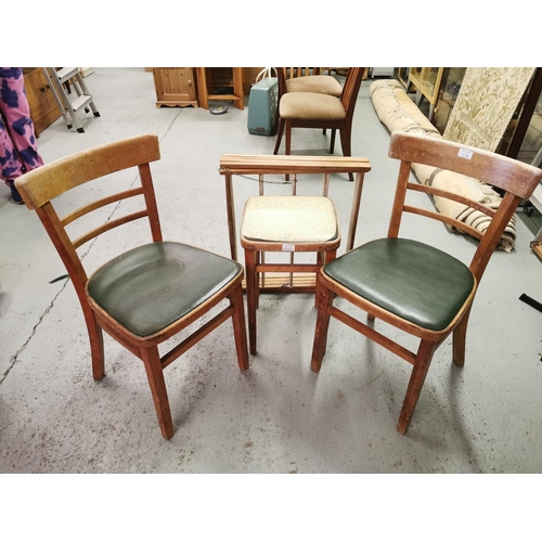 249 - 2 Ladder Back Chairs with Leatherette Seats and Stool with a Clothes Airier