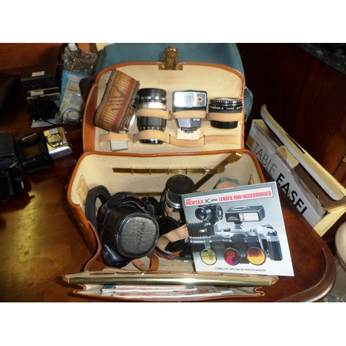 235a - Leather Camera Bag with Accessories including Lenses