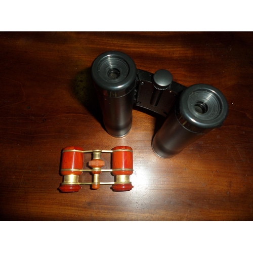 303a - Vintage Opera Glasses in Case and a Pair of Fold able Binoculars