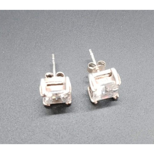 132a - Sterling Silver and Zirconia Stud Earrings