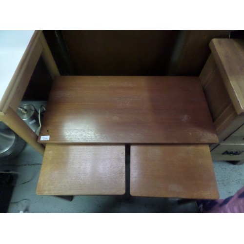 248 - 1970's Style Wooden Coffee Table with 2 Side Tables Fitting Underneath