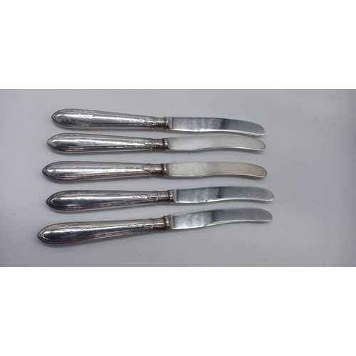 28A - 5 Silver Handled Butter Knives