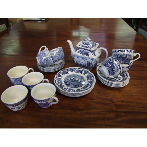 632 - Collection of Blue and White China including: Willow Pattern, Salem and Enock Wedgwood ( Tunstall) L... 