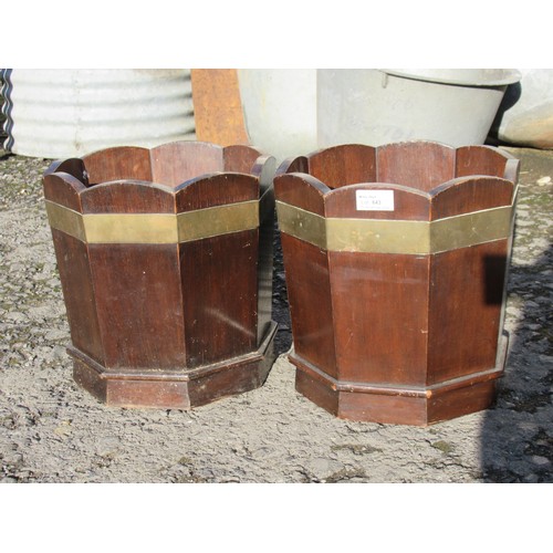 643 - 2 Brass Bound Hexagonal Buckets