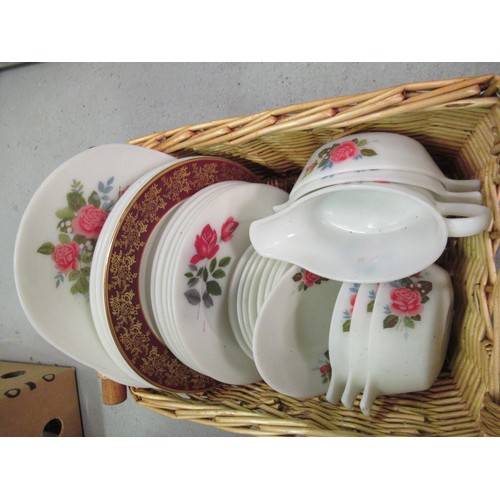 652 - A Basket of China , ( Pyrex) Part set