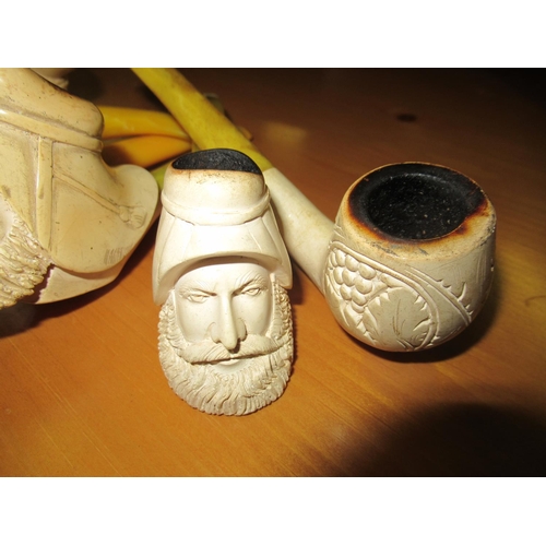 30 - A Collection of 5 x Vintage Sultan Head Blocks and Other Meerschaum Pipes