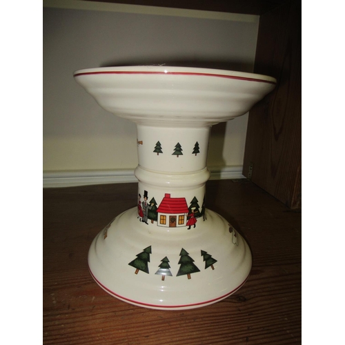 38 - A Masons Pottery Christmas Ham Carving Holder