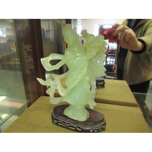 40 - Boxed Jade Figurine of a Geisha on a Stand - 20cm Tall