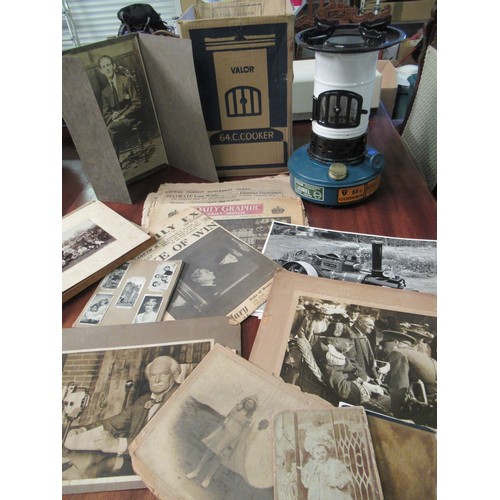 656 - Collection of Old Paper Photos and Vintage Valor Cooker