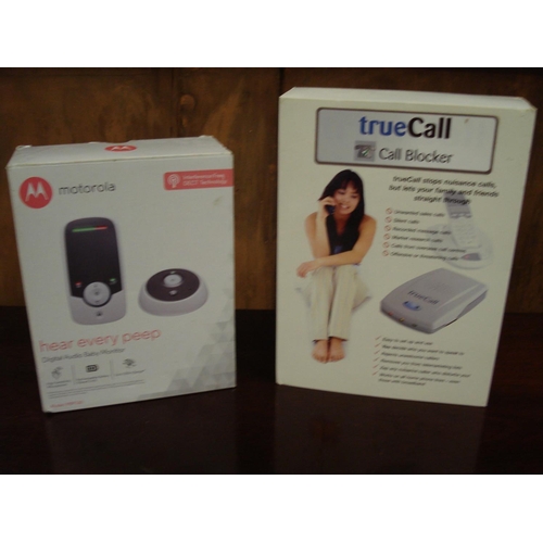 34 - A True Call Telephone Call Blockers Unused and Boxed with a Motorola Digital Audio Baby Monitor