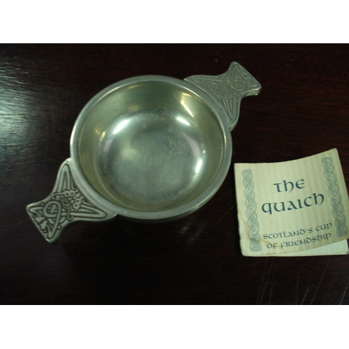 35 - 1 x Scottish Pewter Quaich with Celtic Engraving