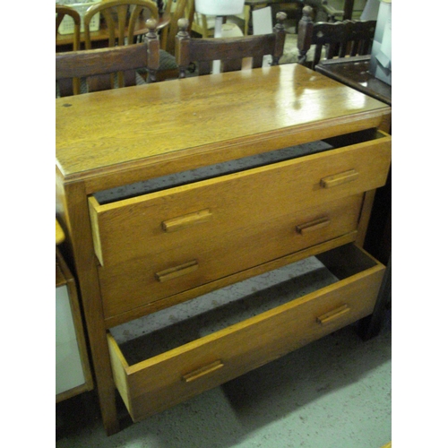 163 - Oak 3 Drawer Chest with Wooden Handles approx 95L x 45D x 90H