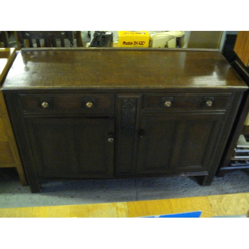 165 - Dark Wood Sideboard with 2 Drawers and 2 Cupboards approx. 138L x 150D x 89H