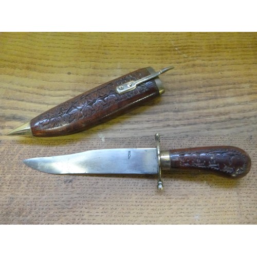 65 - Kirpan Wooden and Brass Cased Indian Knife