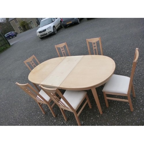 169 - 1 Pine Ikea Oval Table with 2 leaves and 6 Chairs