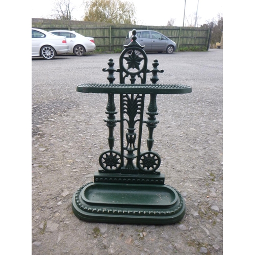 583 - Cast Iron Green Umbrella Stand