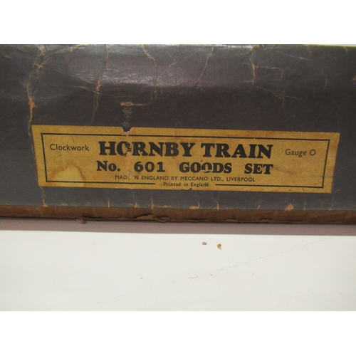 3 - Hornby Clockwork Train Set No.601 Goods Set in Good Working Order and additional Goods Cart (No Key)