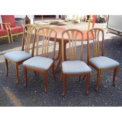 182 - Dining Table with 6 Matching Chairs with Upholstered Seat Pads in Blue/ Gold Design made by James H ... 