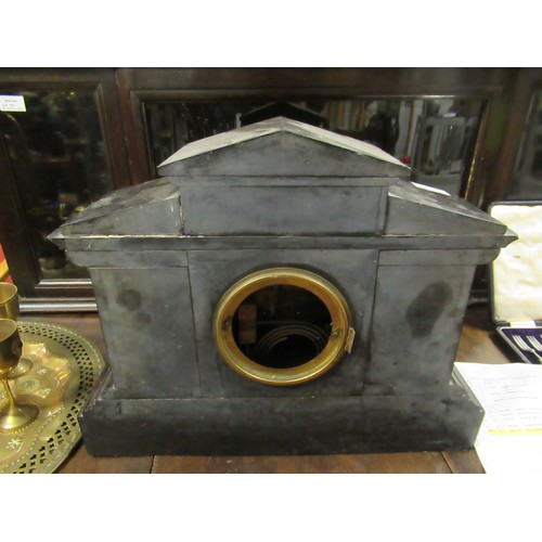 77 - A Large Marble and Slate Chiming Mantle Clock - Working *requires a service - no pendulum or key