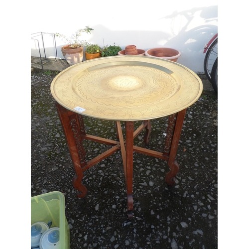 610 - Oriental Folding Table with Brass Top