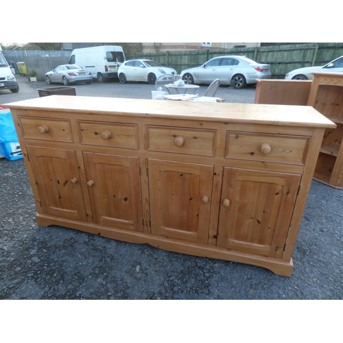 625 - Pine Sideboard with 4 Drawers and 2 Cupboards 175cm x 87 x 45 approx.