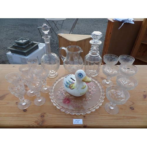 628 - Quantity of Glassware including Decanter, Jug, Glasses etc. ( some chipped)