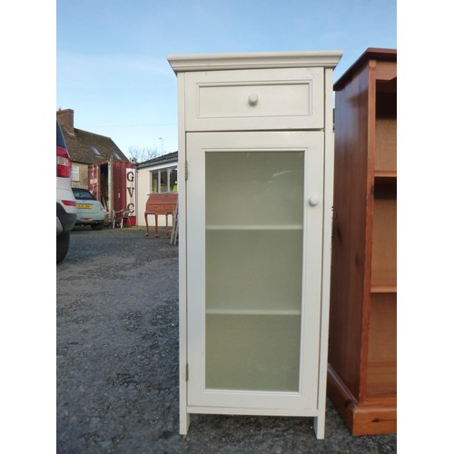 601 - Melamine  Free Standing Floor Cabinet with Glass Door, 2 Shelves and 1 Drawer 90x39x32cm