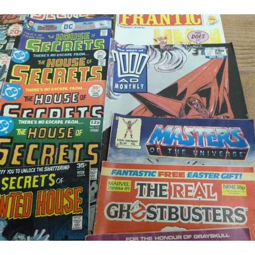 156 - 40 x Mixed Marvel Comics 1974 - 1978, Black Magic, 2000AD, Weird War. House of Secrets and More