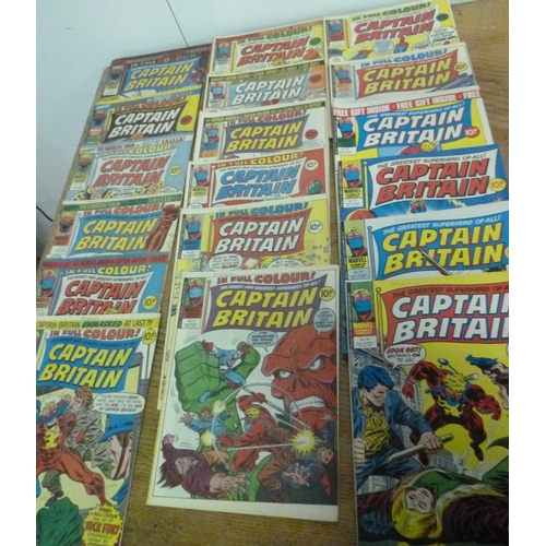 158 - Captain Britain x 18 Marvel Comics 1976 to 1977 , 1976 no. 2/3/12 &1977 no. 13 - 24 and 27-29