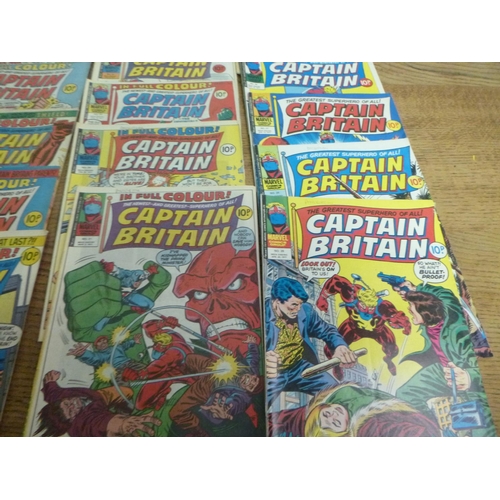 158 - Captain Britain x 18 Marvel Comics 1976 to 1977 , 1976 no. 2/3/12 &1977 no. 13 - 24 and 27-29