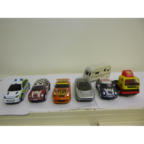 119 - 6 x Scalextric to include Jaguar XJ and a Towing Caravan (?!)