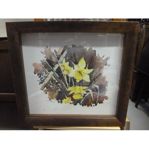 209 - 8 x Pictures Comprising of 3 Original Watercolours, 1 Mixed Media Modern Art. 2 Pastoral Scenes, A M... 