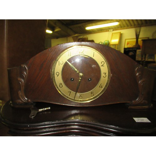 72a - A vintage chiming mantle clock - working with pendulum and key.