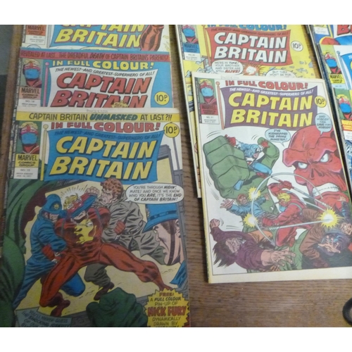 158 - Captain Britain x 18 Marvel Comics 1976 to 1977 , 1976 no. 2/3/12 &1977 no. 13 - 24 and 27-29