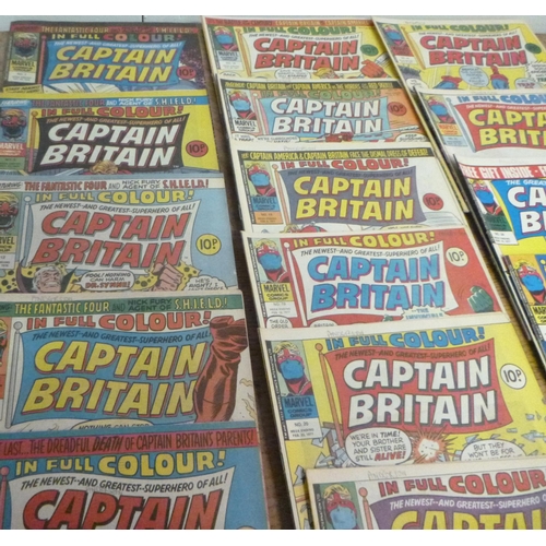 158 - Captain Britain x 18 Marvel Comics 1976 to 1977 , 1976 no. 2/3/12 &1977 no. 13 - 24 and 27-29