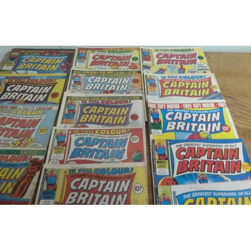 158 - Captain Britain x 18 Marvel Comics 1976 to 1977 , 1976 no. 2/3/12 &1977 no. 13 - 24 and 27-29