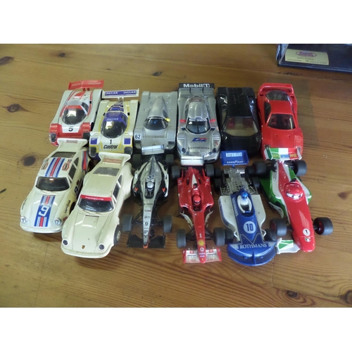 428 - 12 x Scalextric Cars - Circuit cars, Porsche, Jaguar, F1 etc