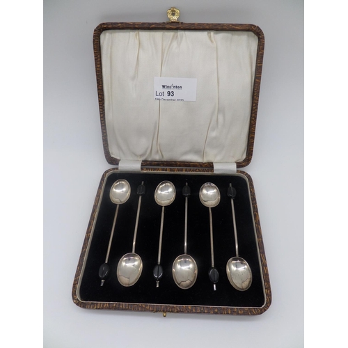 93 - Cased Set Of 6 Hallmarked Coffee Spoons