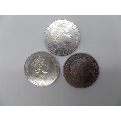 96 - 3 Silver £5 Coins, Weight Approx. 86g