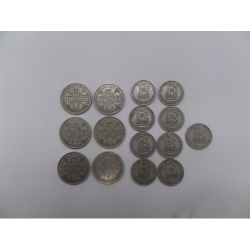 97 - A Bag of Assorted Silver Coins, Including Florins From 1928 and Shillings from1929. Weight Approx. 1... 